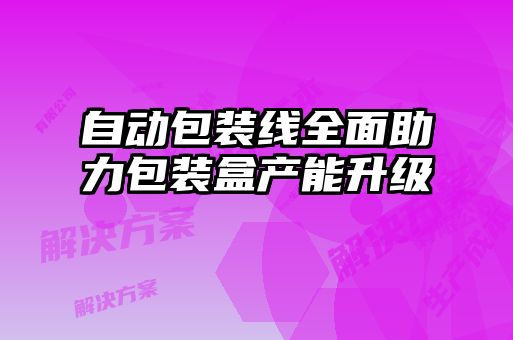 自動(dòng)包裝線(xiàn)全面助力包裝盒產(chǎn)能升級(jí)