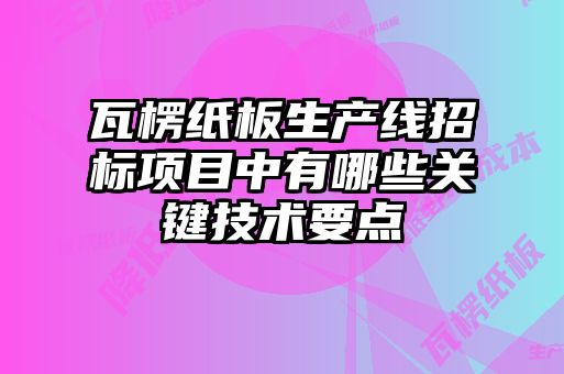 瓦楞紙板生產(chǎn)線招標項目中有哪些關(guān)鍵技術(shù)要點